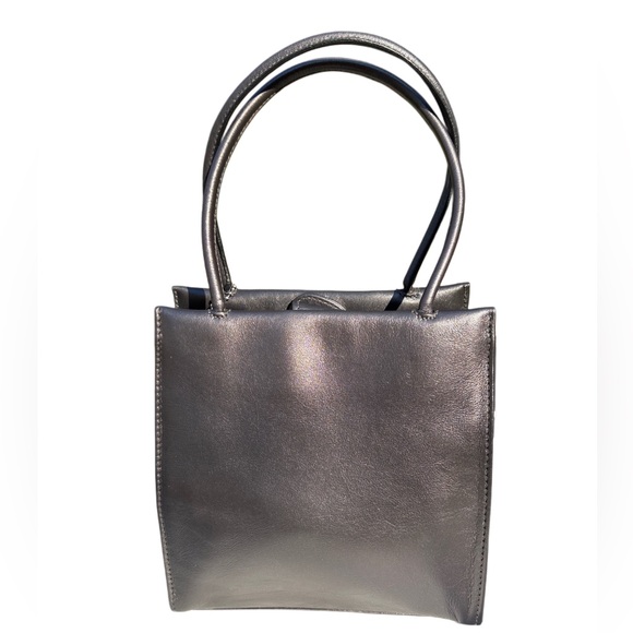 Coach Vintage 1998 HTF Pearlized Grey Nappa Leather Mini Tote Made in Italy 6108 - Picture 2 of 14